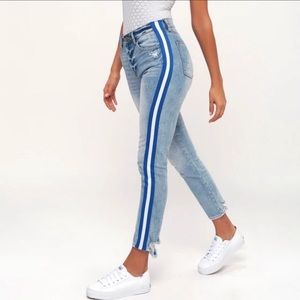 NEW PISTOLA Nico Striped Distressed Straight Jeans